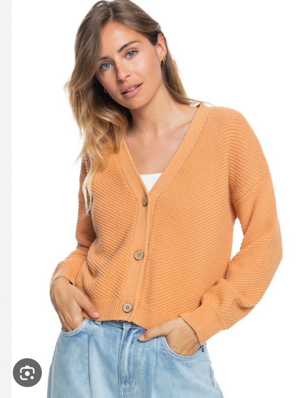 Roxy Wonder Time Long Sleeve Cardigan With Wooden Buttons. NWOT